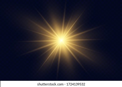 White glowing light explodes on a transparent background. with ray. Transparent shining sun, bright flash. Special lens flare light effect. 