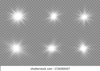 White glowing light explodes on a transparent background. Sparkling magical dust particles. Bright Star.