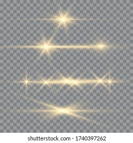 White glowing light explodes on a blue background. Sparkling magical dust particles. Bright Star. Transparent shining sun, bright flash. Vector sparkles. To center a bright flash