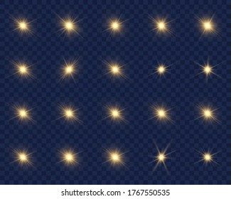 White glowing light explodes on a transparent background. Sparkling magical dust particles. Bright Star. Transparent shining sun, bright flash. Vector sparkles