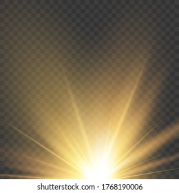 White glowing light explodes on a transparent background. Sparkling magical dust particles. Bright Star. Transparent shining sun, bright flash. Vector sparkles.