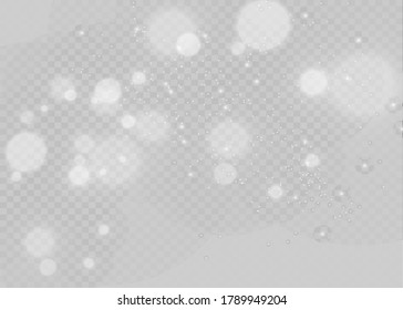 White glowing light explodes on a transparent background. Sparkling magical dust particles. Bright Star. Transparent shining sun, bright flash. Vector sparkles. To center a bright flash.
