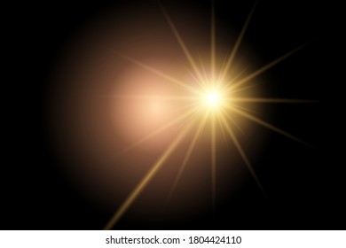 White glowing light explodes on a transparent background. Sparkling magical dust particles. Bright Star. Transparent shining sun, bright flash. Vector sparkles. To center a bright flash.