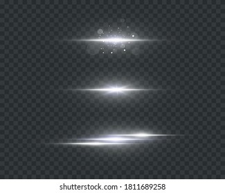 White glowing light explodes on a transparent background. Sparkling magical dust particles. Bright Star. Transparent shining sun, bright flash. Vector sparkles. To center a bright flash.
