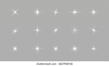 White glowing light explodes on a transparent background. with ray. Transparent shining sun, bright flash. The center of a bright flash