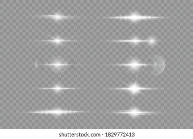 White glowing light explodes on a transparent background. Sparkling magical dust particles. Bright Star. Transparent shining sun, bright flash