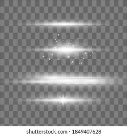 White glowing light explodes on a transparent background. Sparkling magical dust particles. Bright Star. Transparent shining sun, bright flash. Vector sparkles. To center a bright flash