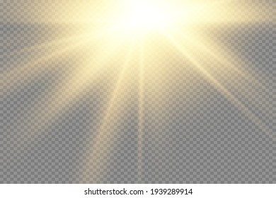 White glowing light explodes on a transparent background. Sparkling magical dust particles. Bright Star. Transparent shining sun, bright flash. Vector sparkles.