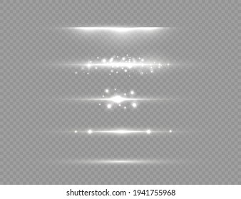 White glowing light explodes on a transparent background. To center a bright flash. Sparkling magical dust particles. Bright Star. Transparent shining sun, bright flash. Vector sparkles. 