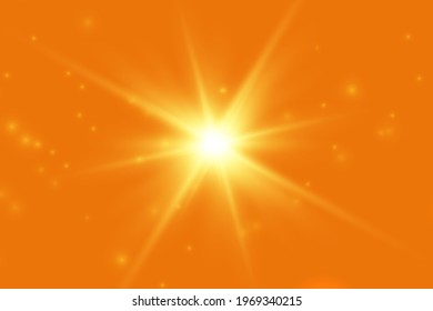 White glowing light explodes on a transparent background. Sparkling magical dust particles. Bright Star. Transparent shining sun, bright flash. Vector sparkles. To center a bright flash