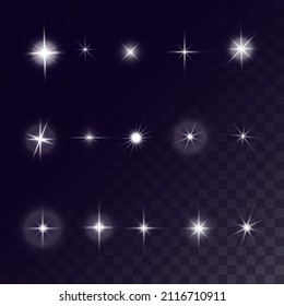 White glowing light explodes on a transparent background. Sparkling magical dust particles. Bright Star. Transparent shining sun, bright flash. 