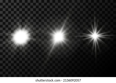 White glowing light explodes on a transparent background. Christmas background