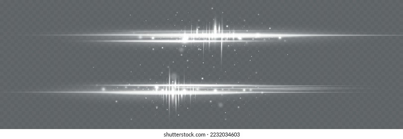 White glowing light explodes on a black background. Sparkling magical dust particles.  Transparent shining sun, bright flash. Vector sparkles. To center a bright flash.