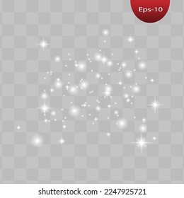 La luz blanca brillante explota sobre un fondo transparente. Parpadeando mágicas partículas de polvo. Estrella brillante. Sol brillante transparente, brillante. El vector brilla. Centrar un flash brillante