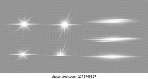 White glowing light explodes on a transparent background. with ray. Transparent shining sun, bright flash. Special lens flare light effect.	