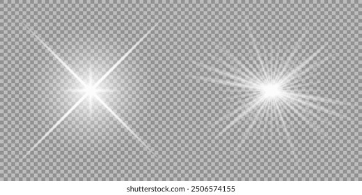 White glowing light explodes on a transparent background. Sparkling magical dust particles. Bright Star.