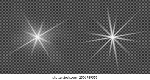 White glowing light explodes on a transparent background. Sparkling magical dust particles. Bright Star.