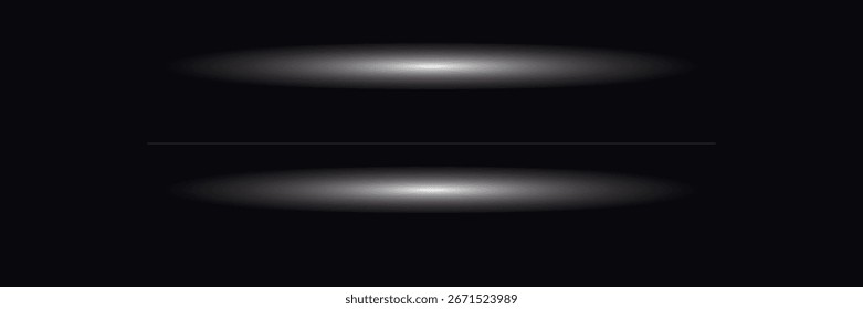 Linhas de Luz Brilhantes Brancas - Feixes Horizontais Abstratos com Efeitos de Brilho, Desfoque e Chama no Fundo Escuro, Ilustração de Vetor Futurista para Design Digital


