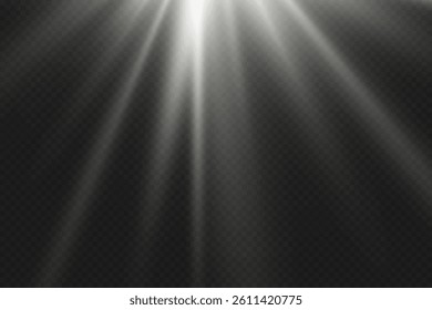 White glowing light rays. On a transparent background.