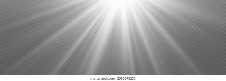 White glowing light rays. Special lens and flash light and effect.