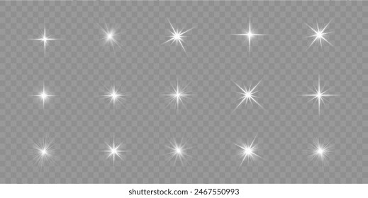 White glowing light star, burst sun rays.	