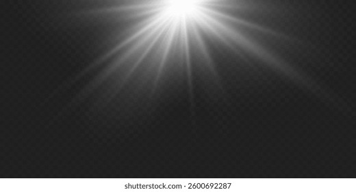 White glowing light, star flash. On a transparent background.