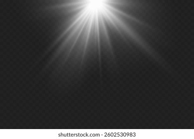 White glowing light, star flash. On a transparent background.
