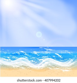 White glowing light. Vector illustration. Bright sunshine. Realistic sea background. transparent temple background, Stock vector