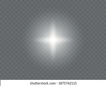 white glowing lights effects isolated on transparent background Sun flash with rays and spotlight Star burst with sparkles