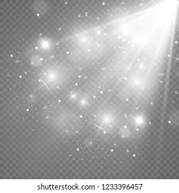 White glowing light.Vector transparent sunlight special lens flare effect. Bright beautiful star. Light from the rays.