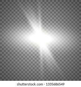 White glowing light.Vector transparent sunlight special lens flare effect. Bright beautiful star. Light from the rays.