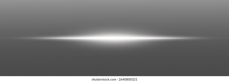White glowing line with flash effect. On a transparent background.