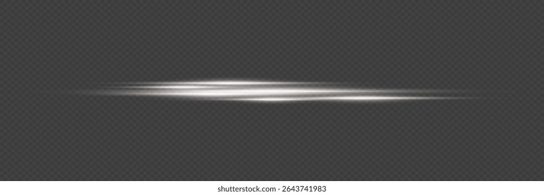 White glowing line with flash effect. On a transparent background.