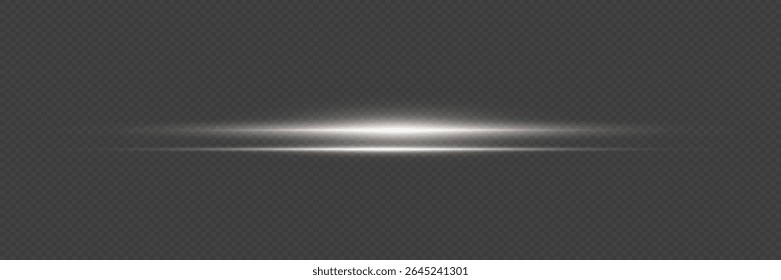 White glowing line with flash effect. On a transparent background.