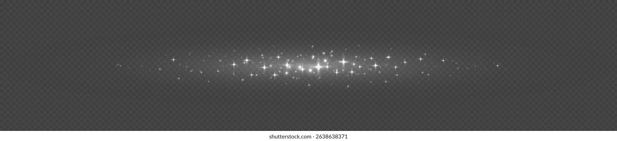 White glowing line with stars and sparkles. Flash effect with shiny magic star glitter.