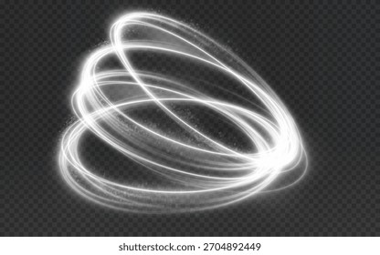 Líneas blancas brillantes con una luz radiante. Senderos de velocidad brillantes y efectos de rayas ligeras. 