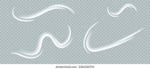 White Glowing Lines Vector Background. Luminous Speed Lines on a Pure White Background. Light Trail Effect