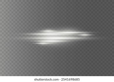 Líneas de neón brillantes blancas, resplandor de la luz y el flash. Sobre un fondo transparente.