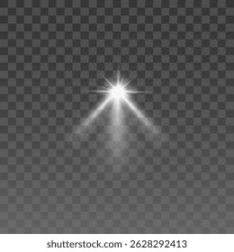 Projeção brilhante branca com feixe transparente e fundo iluminado do estúdio — design vetorial abstrato para decoração festiva, exibição ou layout de publicidade