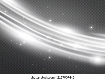 White glowing shiny lines effect vector background. Luminous yellow lines of speed. Light glowing effect. Abstract motion lines. Light trail wave, fire path trace line, car lights, optic fiber and inc