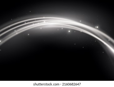 White glowing shiny lines effect vector background. Luminous yellow lines of speed. Light glowing effect. Abstract motion lines. Light trail wave, fire path trace line, car lights, optic fiber and inc