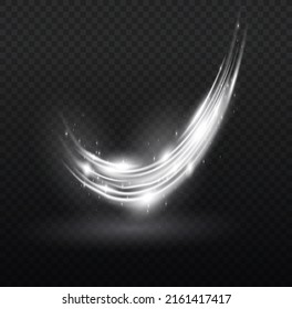 White glowing shiny lines effect vector background. Luminous yellow lines of speed. Light glowing effect. Abstract motion lines. Light trail wave, fire path trace line, car lights, optic fiber 