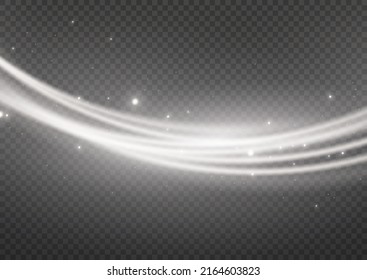 Fondo vectorial de efecto de líneas brillantes blancas. Luminosas líneas amarillas de velocidad. Efecto luminoso. Líneas de movimiento abstractas. Ola ligera de senderos, línea de trazos de la trayectoria de incendios, luces de coche, fibra óptica e inc