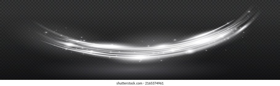 White glowing shiny lines effect vector background. Luminous yellow lines of speed. Light glowing effect. Abstract motion lines. Light trail wave, fire path trace line, car lights, optic fiber and inc