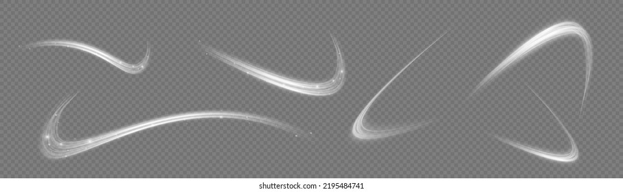 White glowing shiny lines effect vector background. Luminous white lines of speed. Light glowing effect. Light trail wave, fire path trace line and incandescence curve twirl. - Shutterstock ID 2195484741