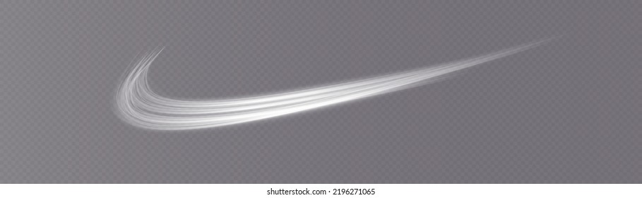 White glowing shiny lines effect vector background. Luminous white lines of speed. Light glowing effect. Light trail wave, fire path trace line and incandescence curve twirl.