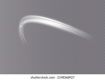 Fondo vectorial de efecto de líneas brillantes blancas. Luminosas líneas blancas de velocidad. Efecto luminoso. Ola ligera de senderos, línea de trazos de senderos de incendios y giro de la curva de incandescencia.