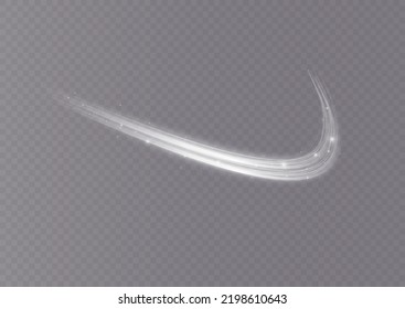 Fondo vectorial de efecto de líneas brillantes blancas. Luminosas líneas blancas de velocidad. Efecto luminoso. Ola ligera de senderos, línea de trazos de senderos de incendios y giro de la curva de incandescencia.