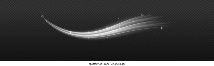 White glowing shiny lines effect vector background. Luminous white lines of speed. Light glowing effect. Light trail wave, fire path trace line and incandescence curve twirl.