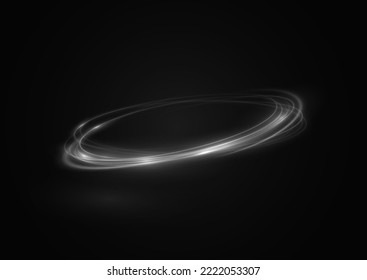 Fondo vectorial de efecto de líneas brillantes blancas. Luminosas líneas blancas de velocidad. Efecto luminoso. Ola ligera de senderos, línea de trazos de senderos de incendios y giro de la curva de incandescencia.